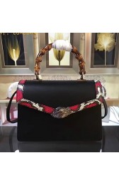 Cheap Gucci Snake Pattern Leather Bamboo Top Handle Bag Black 443682 VS02214