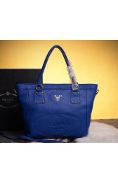 Cheap Prada Calfskin Leather Tote Bag BN3814 Blue VS09119