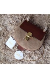 Chloe Drew Calf and Suede Shoulder Bag Burgundy 151060 VS04346