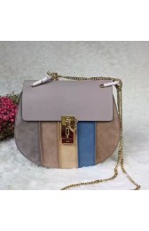 Chloe Drew Calf and Suede Shoulder Bag Grey 151010 VS01202