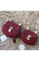 Chloe Drew Calf Leather Shoulder Bag Burgundy 151050 VS08421