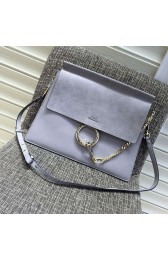Chloe Faye Calfskin and Suede Shoulder Bag Light Blue 181020 VS01276