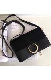 Chloe Faye Small Calfskin and Suede Shoulder Bag Black 240602 VS03907