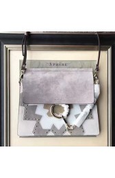 Chloe Faye Smooth & Suede Calfskin Shoulder Bag Grey C301210 VS06332