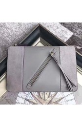 Chloe Grained Calfskin and Suede Myer Pouch Grey C230110 VS02607