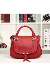 Chloe Marcie Medium Leather Satchel Bag Red 20716 VS02629
