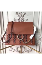 Chloe Original Calfskin Braided Faye Bag Brown 240603 VS00566