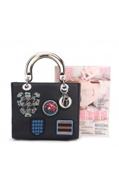 Christian Dior Badge Leather Small Lady Dior Bag CD6325 Black VS07572