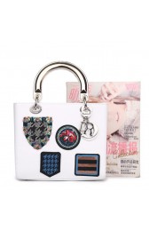 Christian Dior Badge Leather Small Lady Dior Bag CD6325 White VS00889