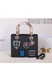 Christian Dior Badge Leather Small Lady Dior Bag CD9258 Black VS01532