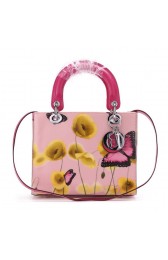 Christian Dior Butterfly Leather Mini Lady Dior Bag D6325 Rosy VS04353