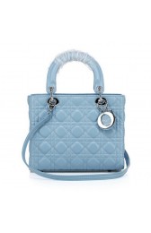 Christian Dior SkyBlue Sheepskin Leather Mini Lady Dior Bag Silver VS00670