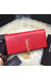Classic Kate Monogram Saint Laurent Tassel Clutch in Red Grained Leather 326080 VS02855