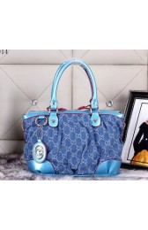 Copy Best Gucci Rania Top Handle Shiny Original GG Canvas Bags 247902 Blue VS05123