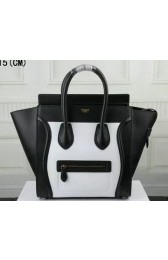 Copy Celine Luggage Mini Bag Smooth Leather Ci3308 Black&White VS04076