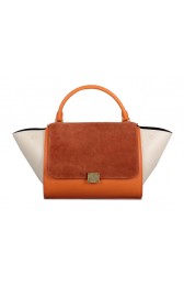 Copy Celine Trapeze Bag Suede Leather C3342 Wheat&Orange&OffWhite VS09899