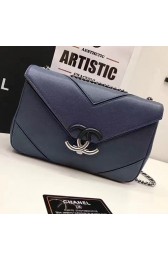 Copy Chanel Grained Calfskin Chevron Flap Bag Blue A93774 VS06701