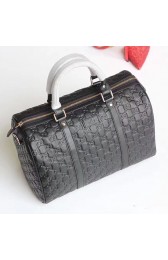 Copy Gucci Black Gucci Signature Leather Boston Bag 449646 VS01637