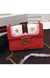 Copy Gucci GG Marmont Leather Shoulder Bag 40787 Red VS08882