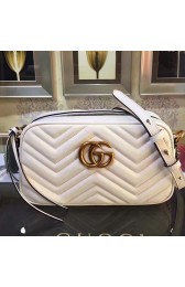 Copy Gucci GG Marmont Matelasse Shoulder Bag White Original Leather 447632 VS04966