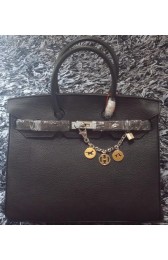 Copy Hermes Birkin 35CM Tote Bag Litchi Leather HB35GL Black VS07039