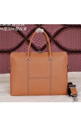 Copy Hermes Briefcase Original Calf Leather HM8022 Wheat VS04756