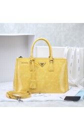 Copy Prada 2274 Burnished Leather Handbag in Lemon Yellow LSS VS02184
