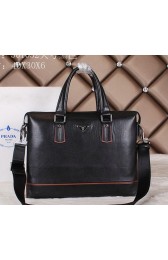 Copy Prada Calfskin Leather Briefcase P501032 Black VS02647