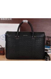 Copy PRADA Calfskin Leather Business Briefcase P66231 Black VS00975