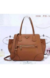 Copy Prada Litchi Leather Shoulder Bag BL0928 Wheat VS03372
