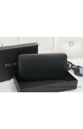 Copy Prada Rivet Leather Clutch P8039 Black VS01290