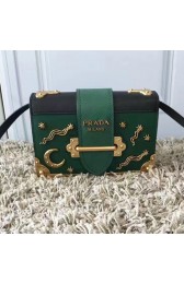Designer Copy Prada Cahier Bag Green with Star and Moon Appliques 1BD057 VS04748