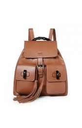 Designer Gucci Bamboo Leather Backpack 370833 Wheat VS09432