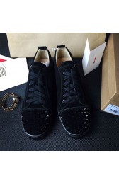 Designer Knockoff Christian Louboutin Louis Junior Spikes Men's Flat Black CL1220 VS06298