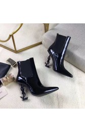 Designer Saint Laurent Patent Leather Ankle Boots Black Y080201 VS02487