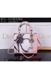 Dior Chrysanthemum Leather Lady Dior Bag D5432 Pink VS02357