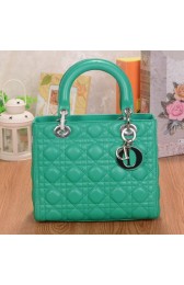 Dior Lady Dior Bag Green Sheepskin Leather S805 Silver VS03604