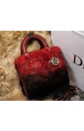 Dior mini Diorissimo Bag Cony Hair D2015 Red&Black VS02546