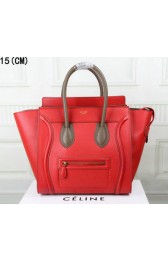 Fake AAA Celine Luggage Mini Tote Bag Grainy Leather Ci3308 Red&Kahki VS02486