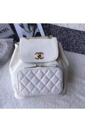 Fake AAA Chanel Grained Calfskin Backpack White A93748 VS05404