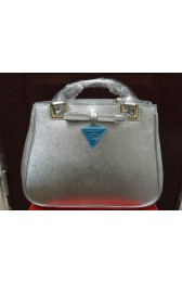 Fake Best Mingdu Prada Saffiano Calf Leather Bow Tote Bag BN2245 in Silver VS07994