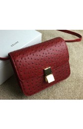 Fake Celine Classic Box Small Flap Bag Ostrich Leather C11042 Red VS03772
