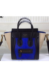 Fake Celine Luggage Nano Bag Snake Leather CT3308S Blue&Black&OffWhite VS03773