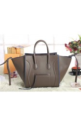 Fake Celine Luggage Phantom Square Tote Bag 3341 in Khaki with Blue trim VS02992