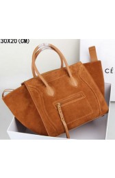 Fake Cheap Celine Luggage Phantom Tote Bag Suede Leather 3341 Wheat VS01124