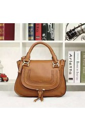 Fake Chloe Marcie Medium Leather Satchel Bag Brown 20716 VS07927