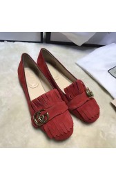 Fake Copy Gucci Suede Ballet Flat Red 453373 VS00664