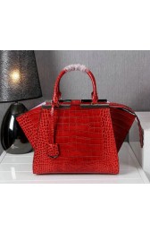 Fake Fendi 3Jours Tote Bag Croco Leather F1131 Red VS03765