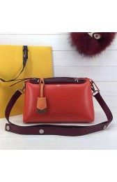 Fake Fendi By The Way Small Boston Bag Original Leather Red&Burgundy FD0805 VS08760