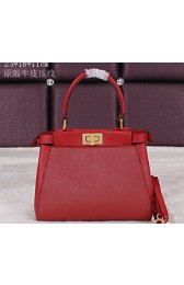 Fake Fendi Icoic mini Peekaboo Bag Saffiano Leather FD8928S Burgundy VS03060